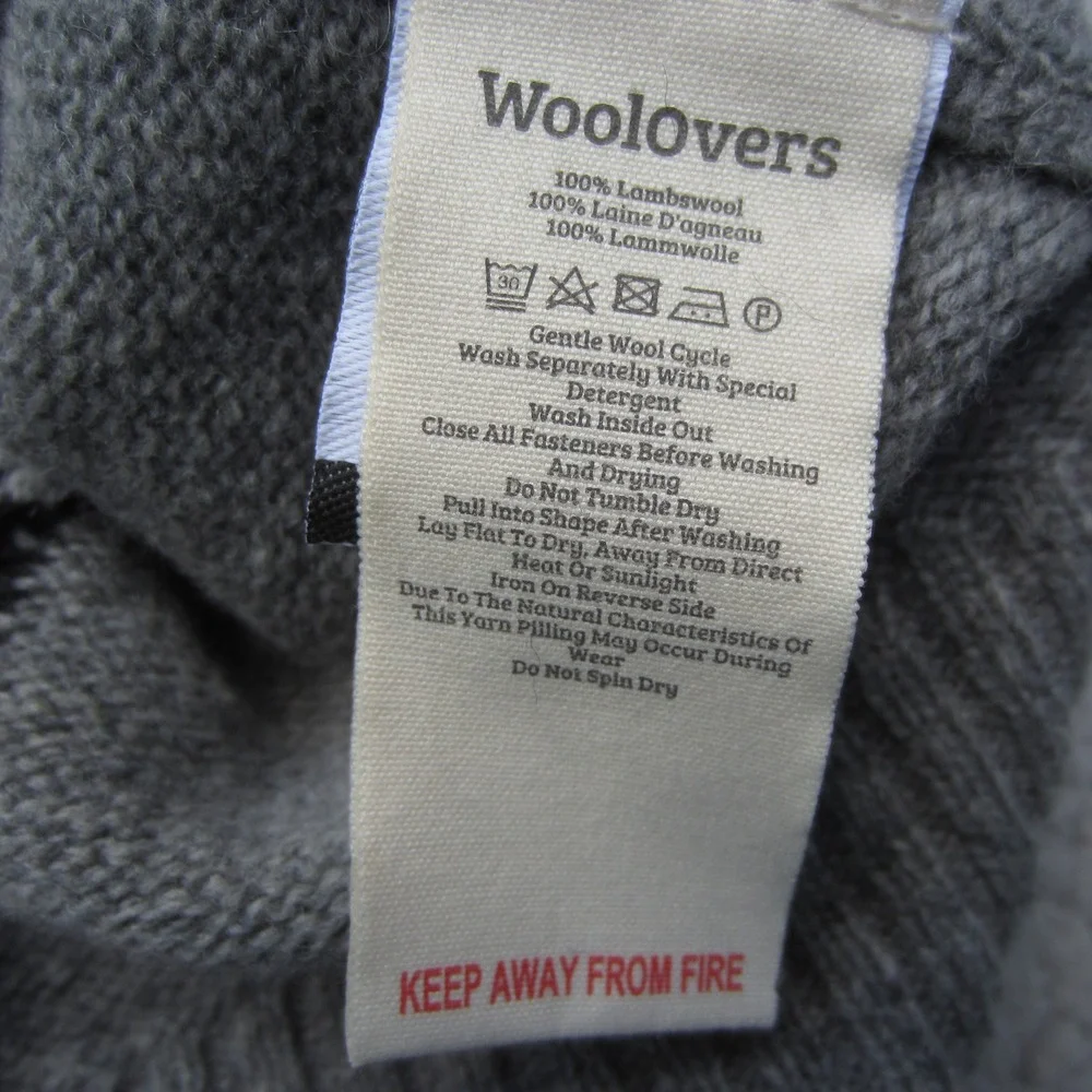 WoolOvers Cardigan Womens M Grey White 3D Sheep Lambswool winter boho whimsical